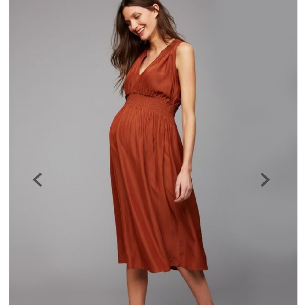 Ripe Small Smocked Rust Orange Maternity Dress